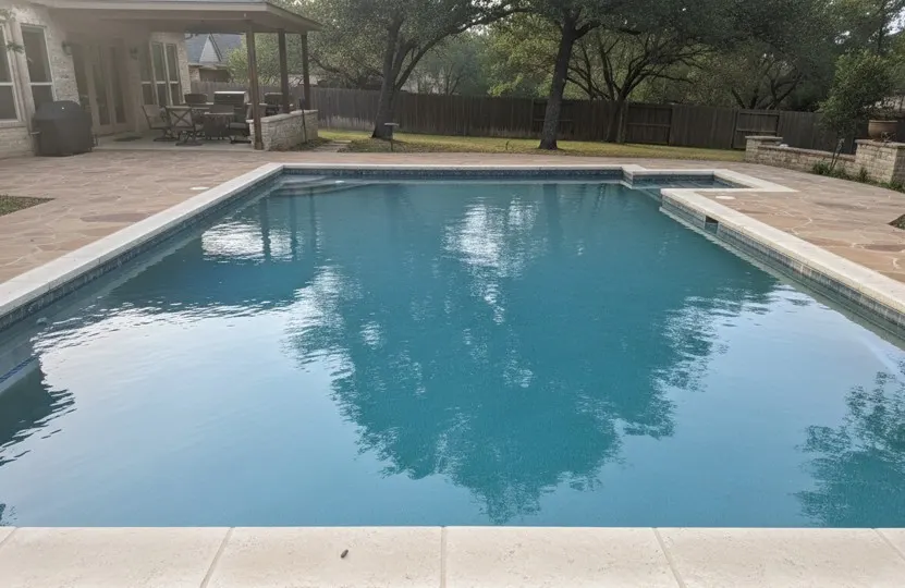 Photo of a serviced pool, sent as part of a service report